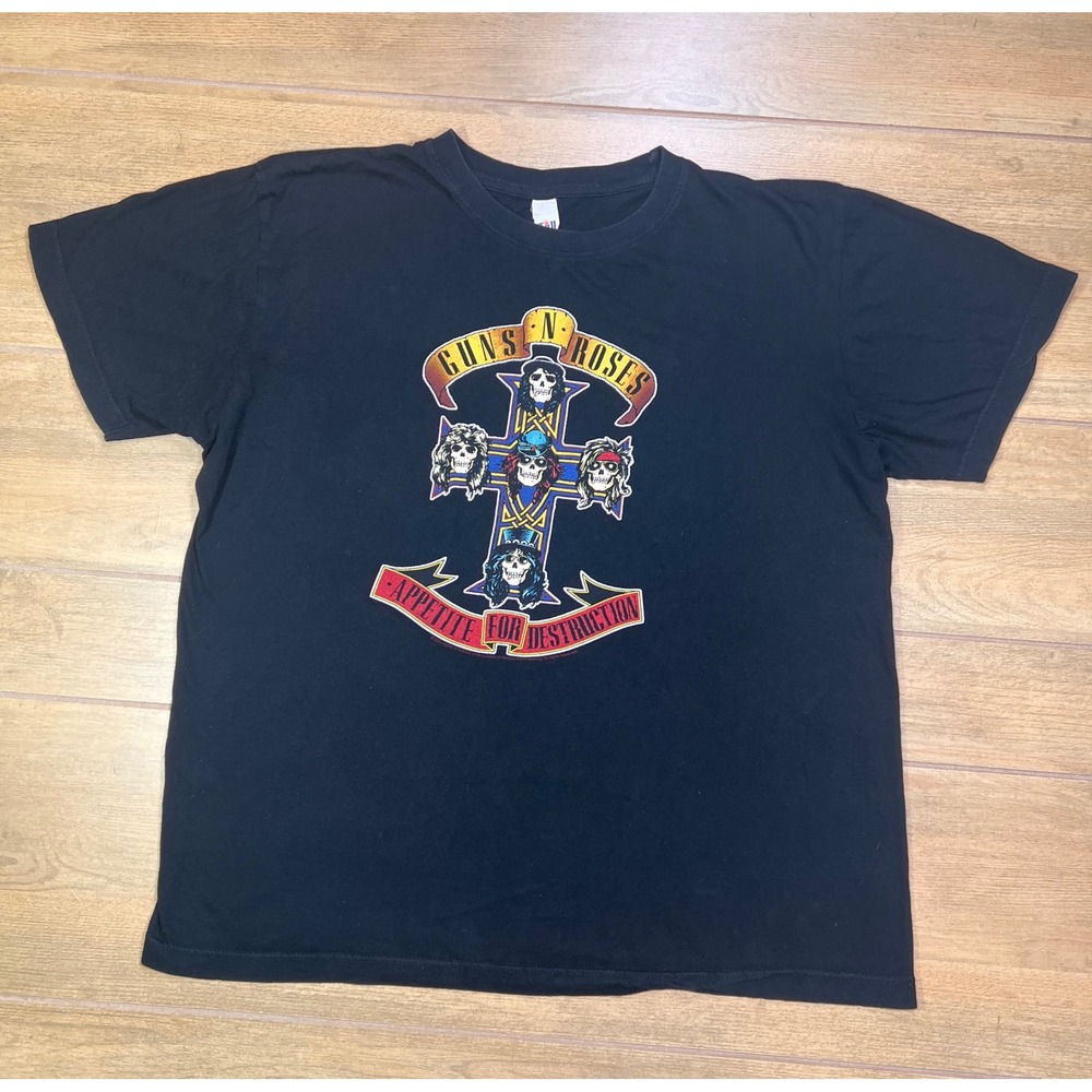 Guns N Roses Appetite For Destruction Black T Shirt Men Lg vintage Ten‎ tag